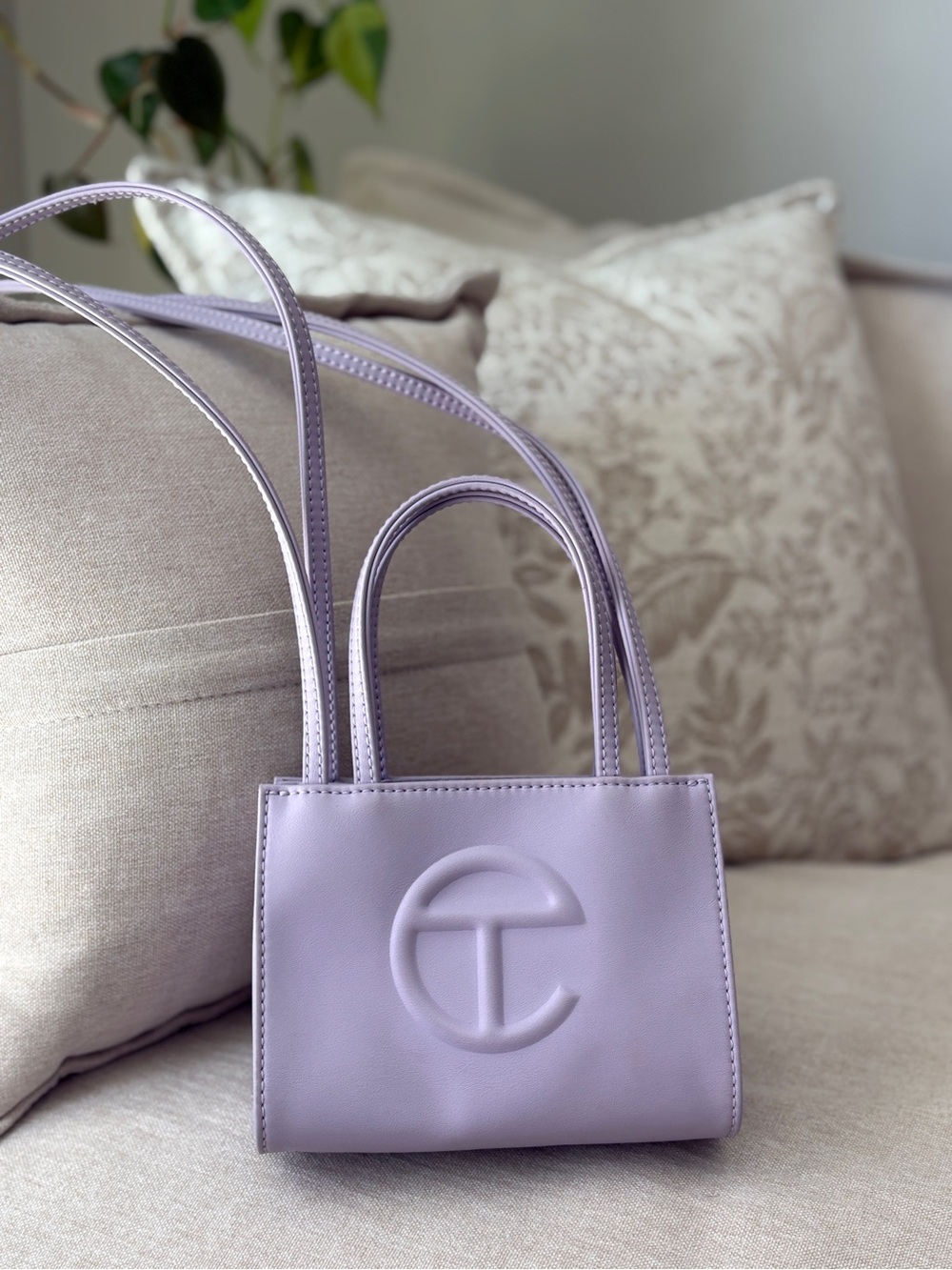 Telfar Lavender Mini Tote Bag with Embossed Logo